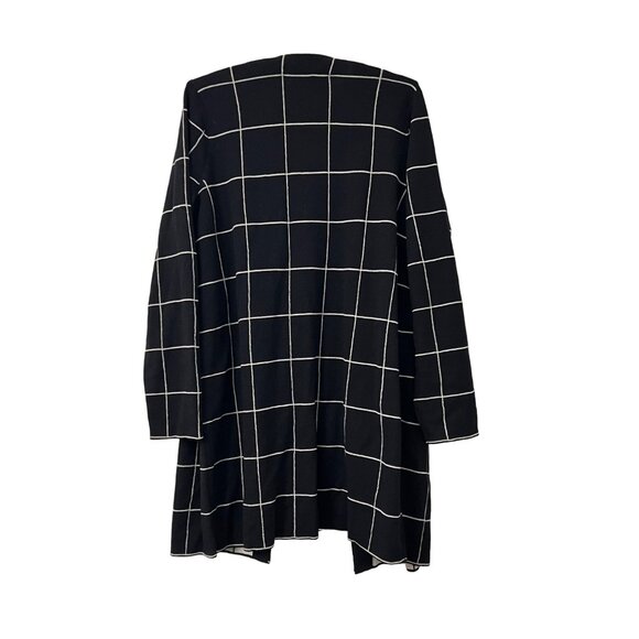 Eileen Fisher Womens Black Windowpane Wool Open Front Cardigan Sweater Size M - Picture 4 of 6